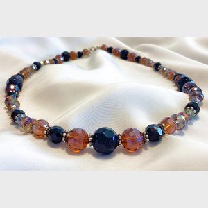 Dark Amber & Black Beaded Necklace